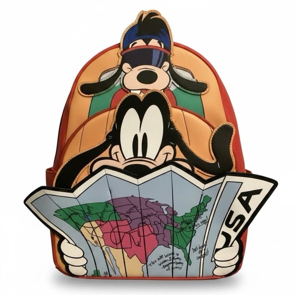 Loungefly Disney A Goofy Movie Portraits Map Goofy and Max Mini Backpack 90s